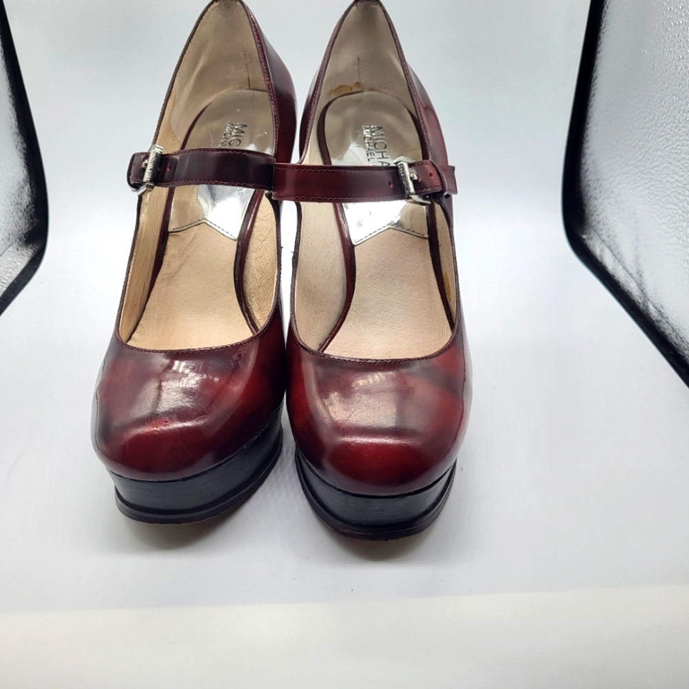Michael Kors Eboni Bordeaux Mary Janes Platform Pump Sz.9 - Picture 14 of 16